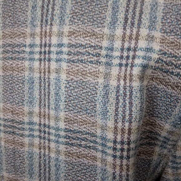 JH Collectibles | Vintage Plaid 100% Wool Blazer Lined Tan Blue | Size 10P - Picture 9 of 12
